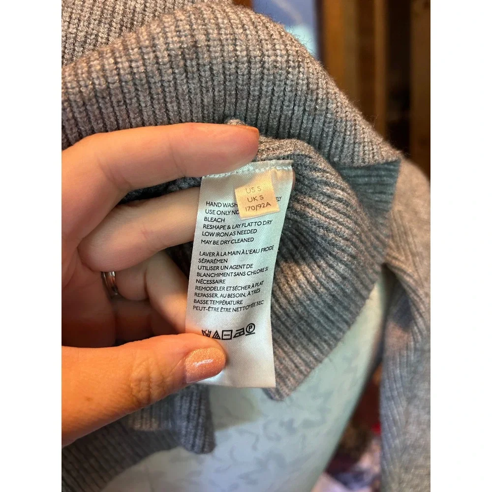 Free People Softly Structured Oversized Turtleneck Knit Sweater Grey Size S